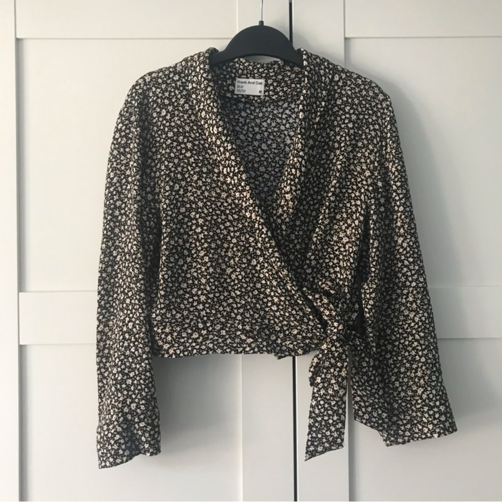 Frank & Oak Black and White Blouse Wrap Style